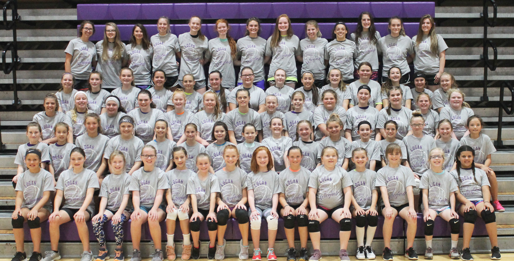 Logan volleyball campers grades 5 through 8